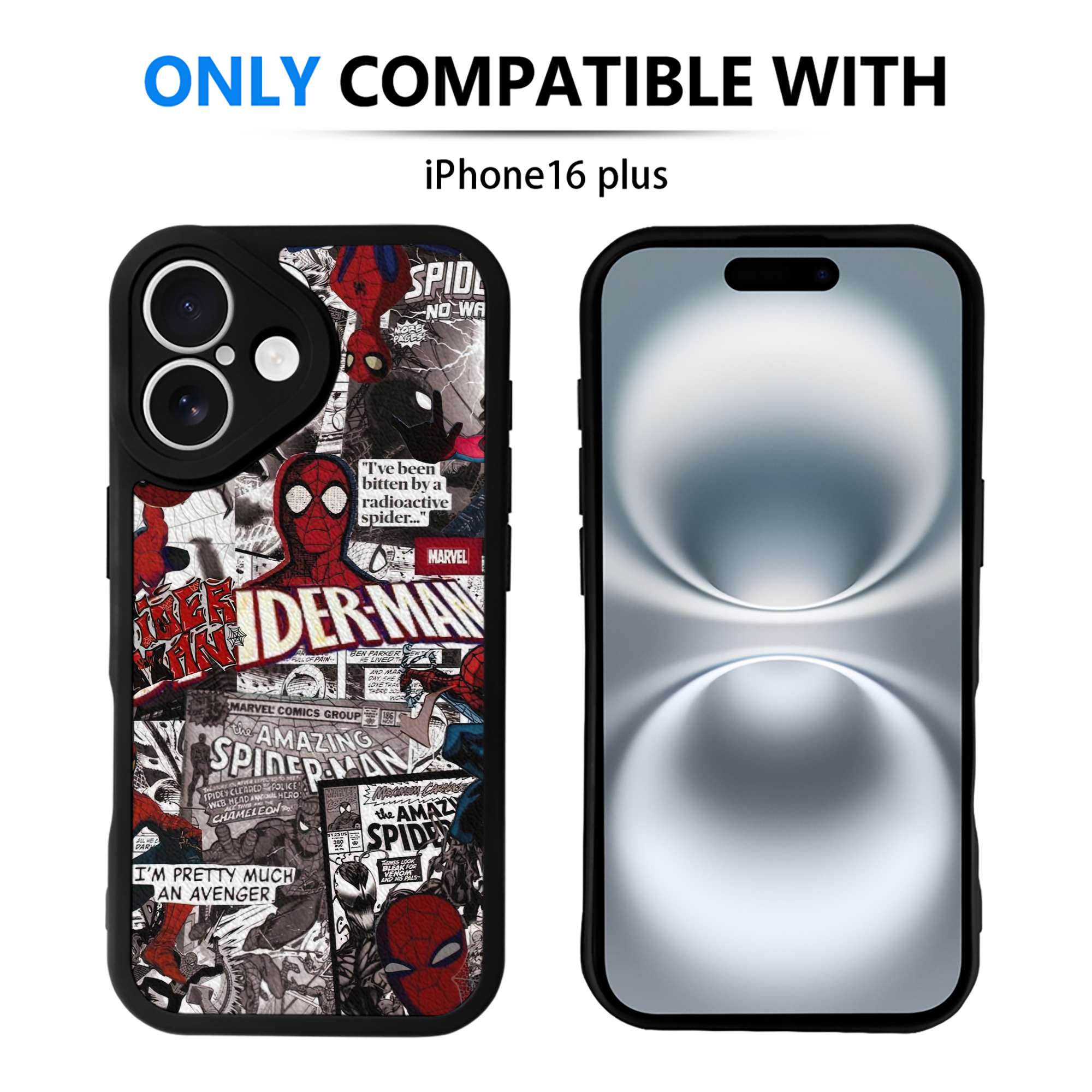 Spider Man スパイダーマン 【iPhone 16シリーズ対応】シリコンスマホケース（レザー調） 材質：シリコン